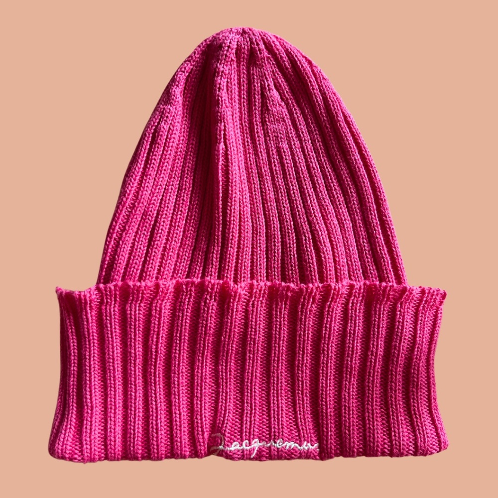Jacquemus Pink Ribbed Beanie